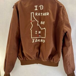 VTG 80s Idaho Souvenir Jacket Derby Style Cup Shoulder Bomber Brown - AS IS